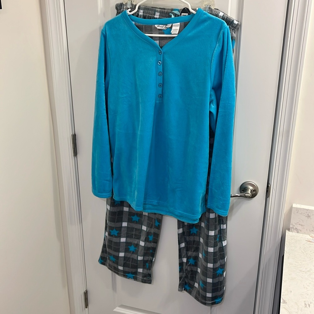 Hotel Spa Collection Pajamas PJs shirt and pants Minky Fleece Women’s Size XL